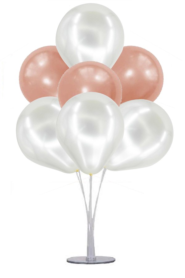 Balon Standı RoseGold-Beyaz Balon Demeti