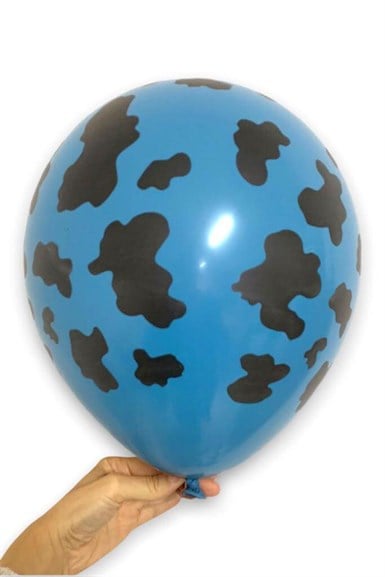 Çiftlik Hayvanları İnek Baskılı Mavi Renk Balon