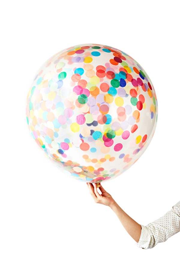 Karışık Renk Konfetili Şeffaf Balon 24 inch