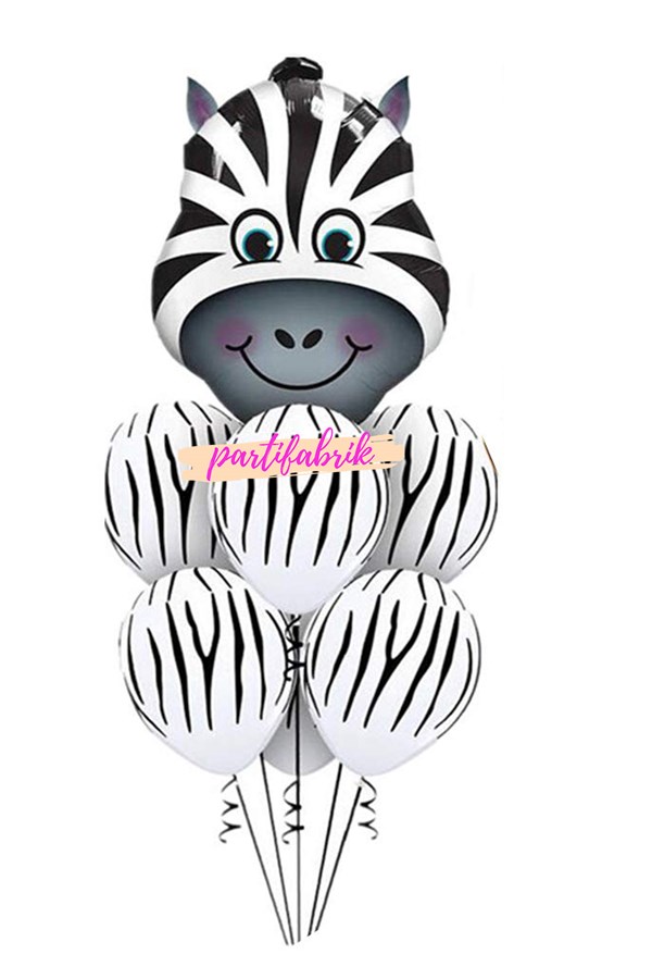 Safari Temalı Zebra Kafa Balon Demeti