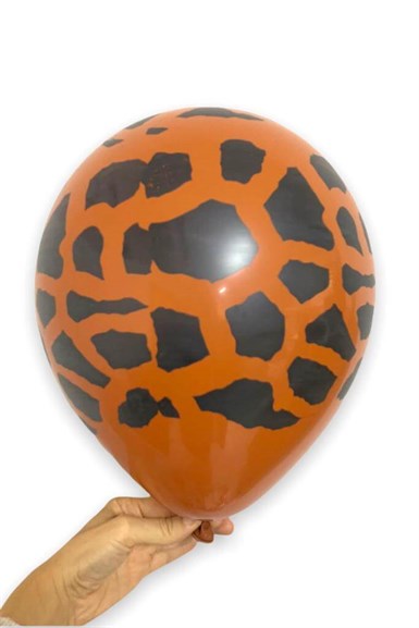 Safari Zürafa Baskılı Yanık Turuncu Renk Balon
