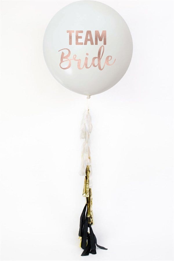 Team Bride Rose Gold Beyaz Püsküllü Balon