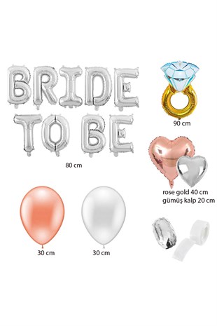 Bride To Be Rose Gold Folyo Balon Parti Seti