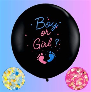 Cinsiyet partisi Boy Or Gir Lateks  Konfetili Siyah balon 18 inch