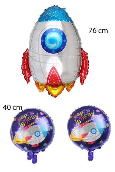 Füze Mekik Folyo Balon Uzay Temalı 3 lü