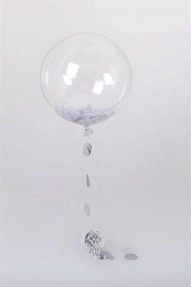 Gümüş Tüylü Şeffaf Balon 24 İnch