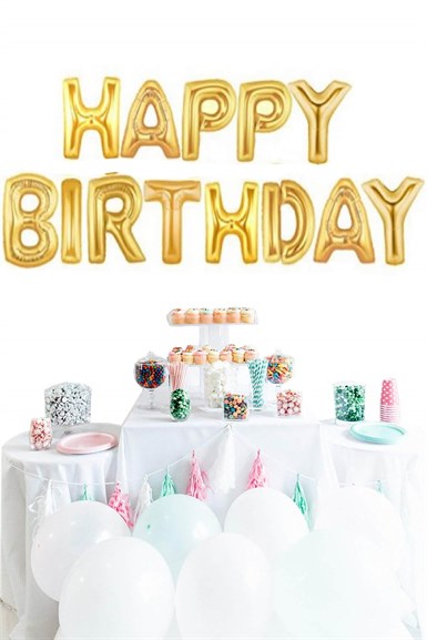 Happy Birthday Pembe Harf Folyo Balon Set