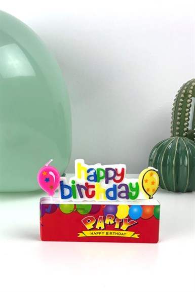 Happy Birtjday Renkli Balonlu Pasta Mumu
