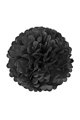 Kağıt Ponpon Süs Siyah 30 cm