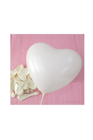 Kalp Beyaz Latex Balon 5 li