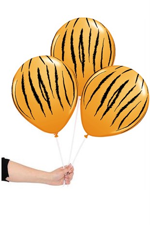Kaplan Baskılı Turuncu Safari Balon 5 li