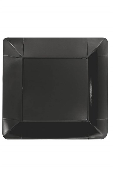 Kare Metalize Siyah Karton Tabak 29 cm