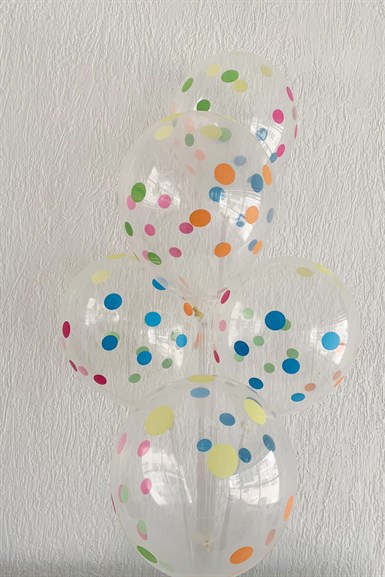 Karışık Renk Puantiyeli Şeffaf  Balon 10 lu
