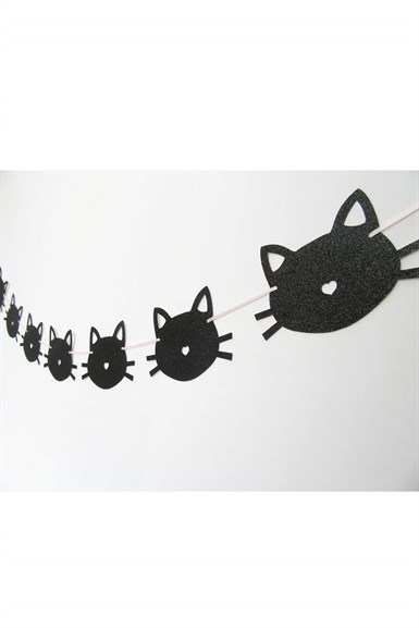 Kedi Temalı Siyah Kedi Kafası Banner 