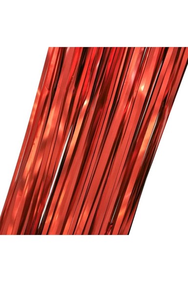 Metalize Fon Püskül Perde Mat Kırmızı Parti Perdesi1x2 mt