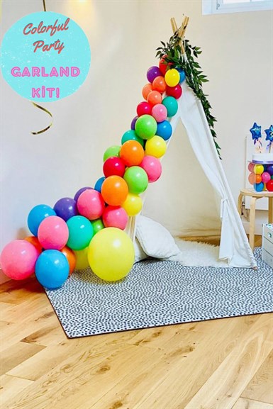 Neşeli Çocuklar Colorful Party Zincir Balon Seti 5 Metre