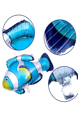 Okyanus Hayvanları Mavi Balık Folyo Balon 90x71cm