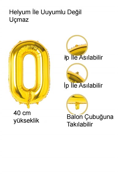 Rakam Folyo Balon 40 Cm Gold Renk