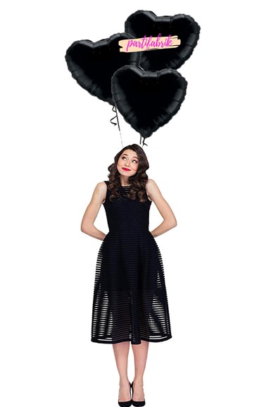 Siyah Kalp Folyo Balon (40cm)