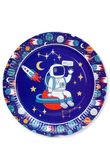 Uzay Parti Temalı Astronot Karton Tabak 23 cm 8 li