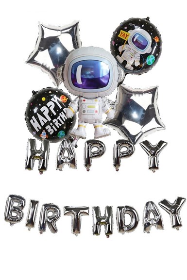 Uzay Temalı Happy Birthday Folyo Balon Seti
