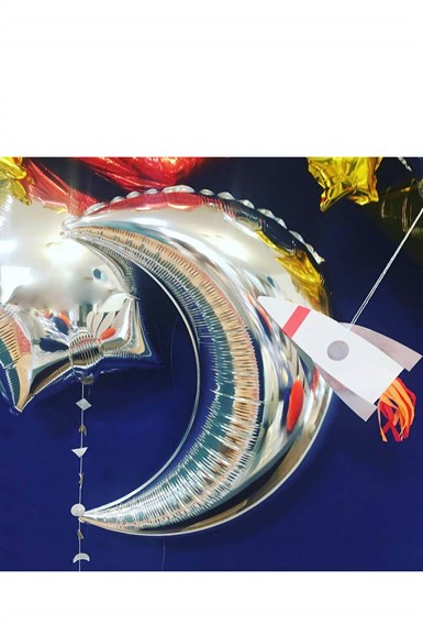 Yarım Ay Folyo Balon Gümüş 35''88 cm