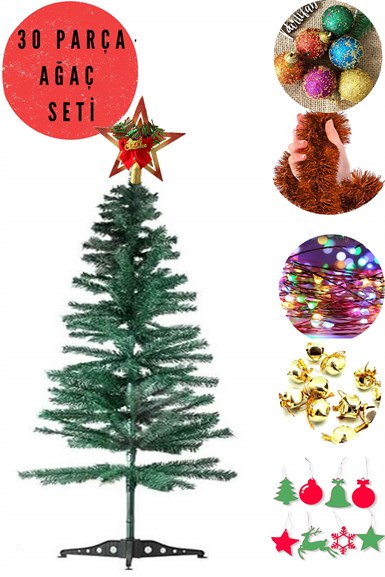 Yılbaşı Noel Ağacı 30 Parça Ağaç Set 90 cm