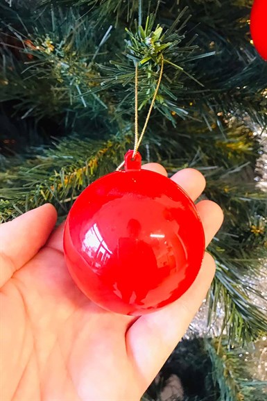 Yılbaşı Opak Kırmızı Süpriz Topu Ağaç Süsü 6 cm 6 lı