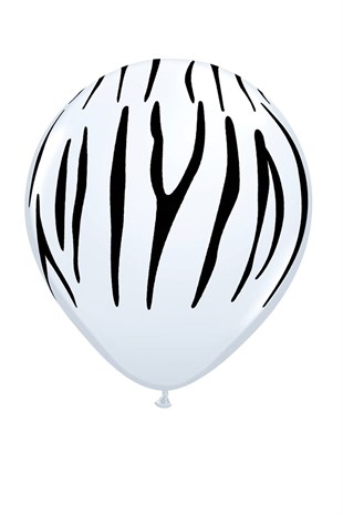 Zebra Baskılı Beyaz Safari Balon 5 li